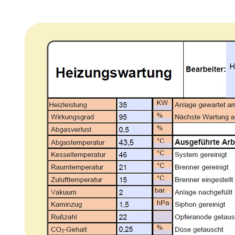 logistocat Wartungsformular individuell